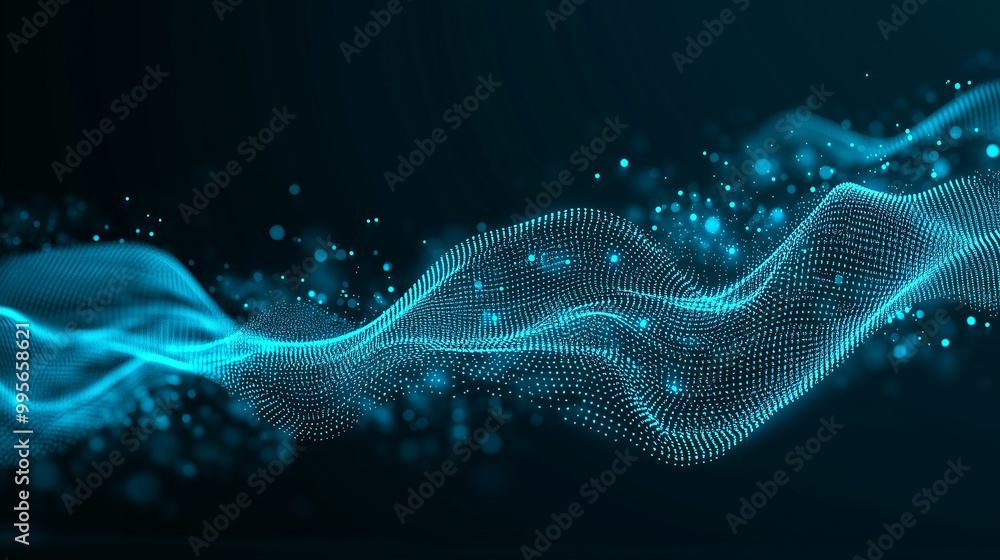 Abstract blue background with glowing particles and dots. Futuristic wallpaper for design. Big data concept. Abstract blue background with glowing particles and dots. Futuristic wallpaper for design. Big data concept.