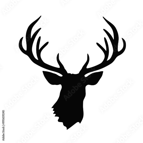 Buck Mule Deer - silhouette vector illustration transparent background