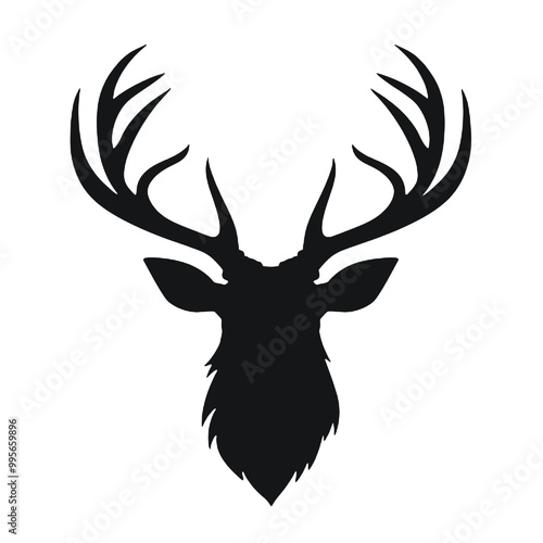 Buck Mule Deer - silhouette vector illustration transparent background