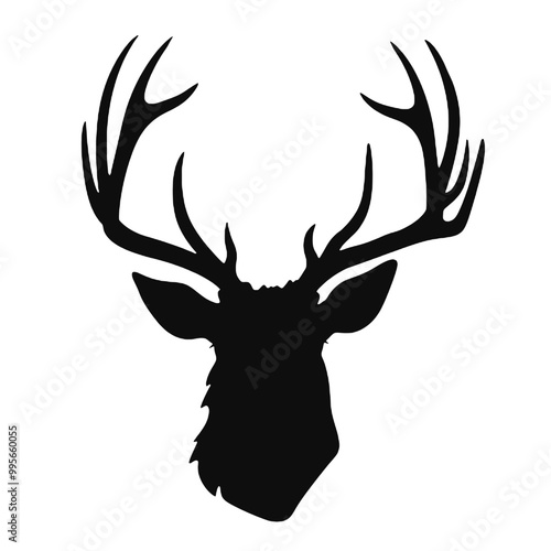 Buck Mule Deer - silhouette vector illustration transparent background