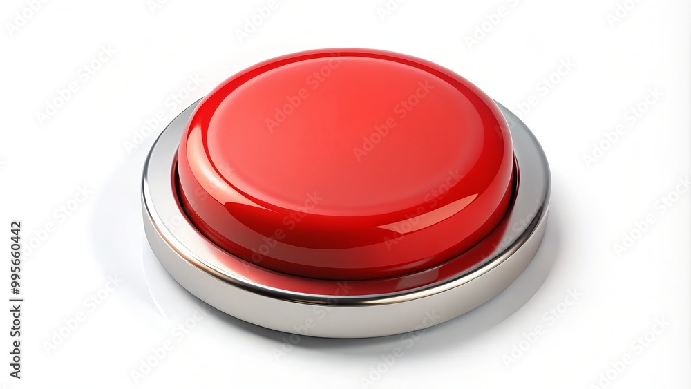 A striking red buzzer button on a clean white background, ideal for instant alerts, notifications, or to create A striking red buzzer button on a clean white background, ideal for instant alerts, notifications, or to create