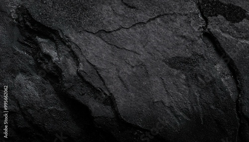Black-white stone texture. Rock surface. Close-up. Like an old rough concrete wall. Dark gray grunge background. Template. Backdrop. Wide banner.