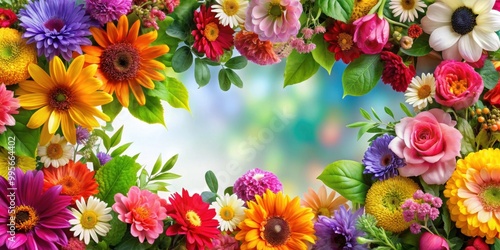 Colorful of flowers and leaves, perfect for decorative purposes, flowers, leaves, colorful,vibrant, botanical, decorative