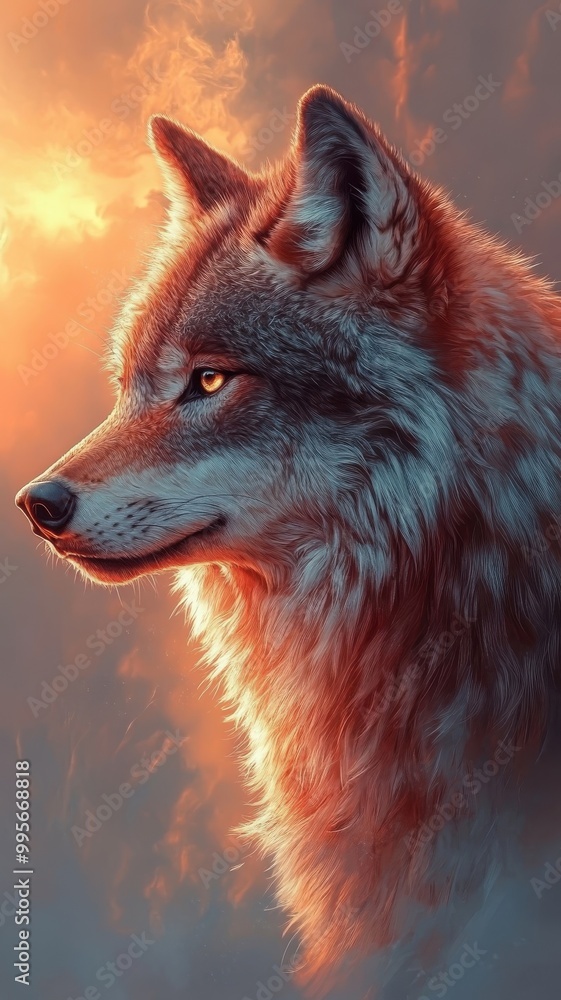 Soft gradient background, a wolf against a smooth gradient backdrop with warm, atmospheric lighting. Soft gradient background, a wolf against a smooth gradient backdrop with warm, atmospheric lighting.
