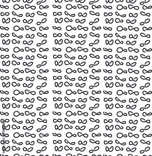 Small, unfinished infinity symbols create texture.