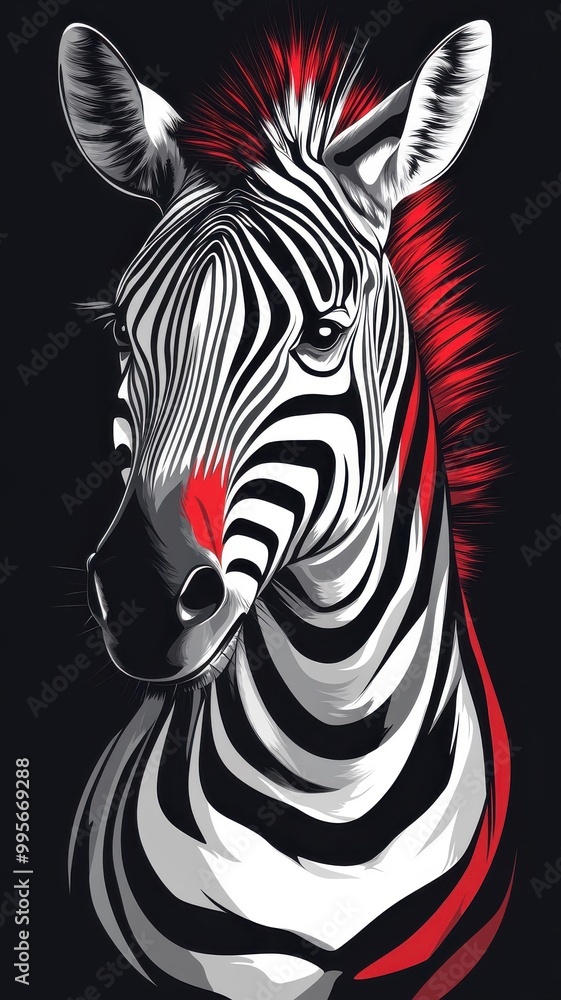 Stylized zebra, designed with sharp lines and unique color contrasts, presenting a modern and visually striking depiction of its stripes. Stylized zebra, designed with sharp lines and unique color contrasts, presenting a modern and visually striking depiction of its stripes.