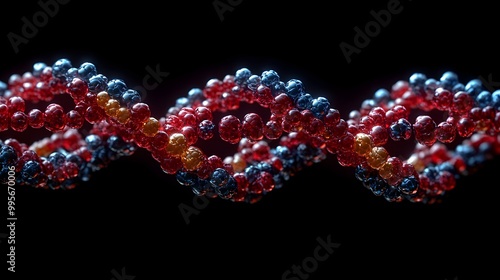 Detailed Cross Sectional View of DNA Molecule Highlighting Helix Structure and Base Pair Bonding