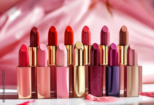 Luxury lipsticks in various shades on display