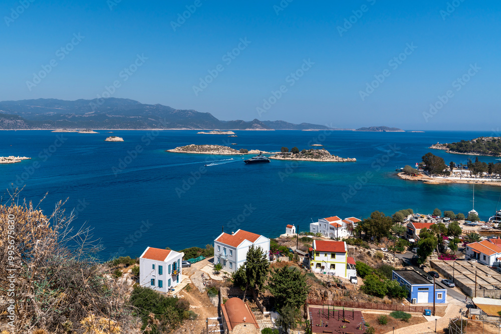 Obraz premium View of the island from the castle on Kastellorizo ​​island, Dodekanisos, Greece