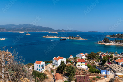 View of the island from the castle on Kastellorizo ​​island, Dodekanisos, Greece photo