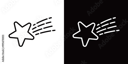 流れ星のシンプルなラインアイコン