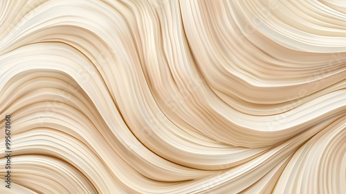 wooden organic natural beige brown color waving lines mushroom texture wooden background. Generative AI.