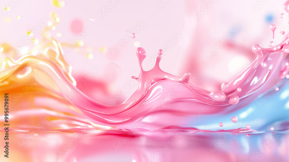 Colorful water splashes create a dynamic and abstract background with swirling gradients of pink, yellow, and blue, evoking a sense of energy and movement Colorful water splashes create a dynamic and abstract background with swirling gradients of pink, yellow, and blue, evoking a sense of energy and movement