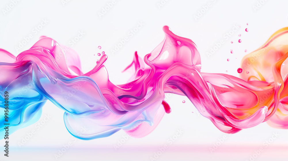 Flowing waves of pink and blue intertwine gracefully, creating a vibrant and abstract background that adds a lively touch to various design projects Flowing waves of pink and blue intertwine gracefully, creating a vibrant and abstract background that adds a lively touch to various design projects