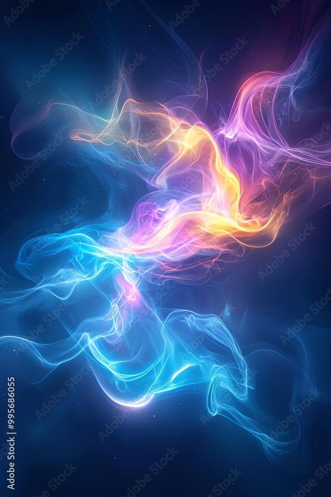 Abstract colorful smoke waves on a dark background. Abstract colorful smoke waves on a dark background.