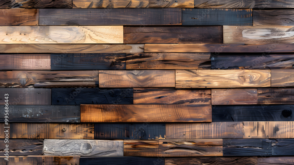 wooden reclaimed wood Wall Paneling texture background. Generative AI. wooden reclaimed wood Wall Paneling texture background. Generative AI.