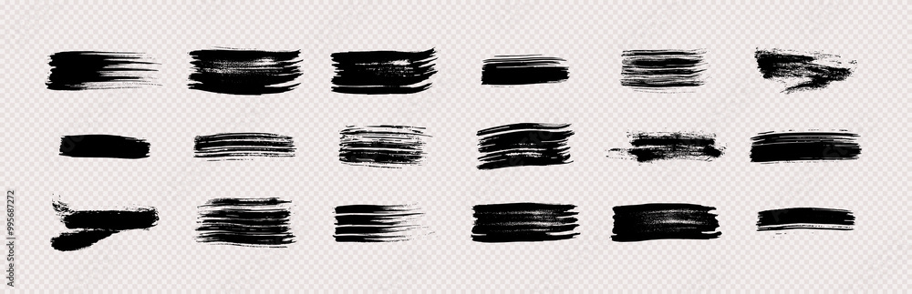 Set of black hand drawn brush strokes Set of black hand drawn brush strokes