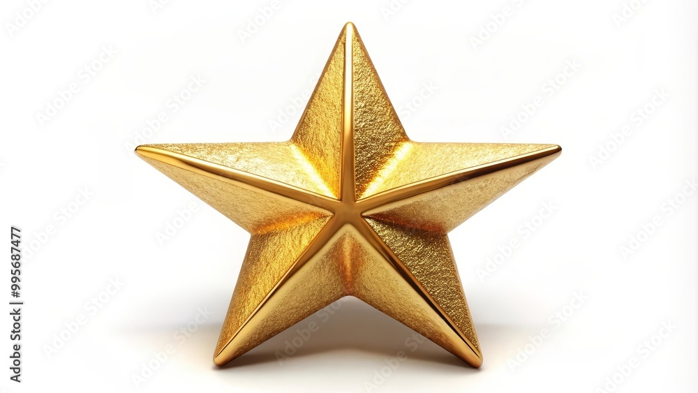 Large golden star is shining on a white background Large golden star is shining on a white background
