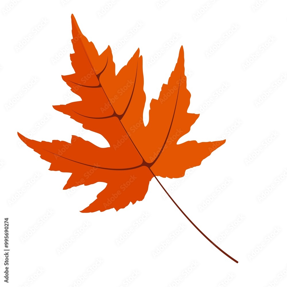 Orange leaf, one leaf. Autumn concept, leaf fall. Autumn leaf vector icon hand drawn in flat style eps 10 Orange leaf, one leaf. Autumn concept, leaf fall. Autumn leaf vector icon hand drawn in flat style eps 10