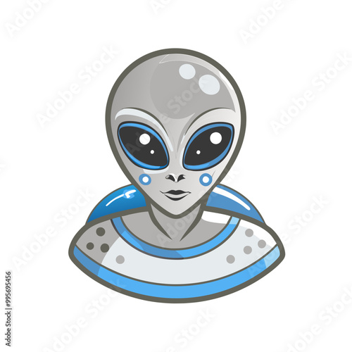 Alien character with a curious expression in a cartoon style on a white background