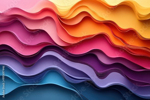 abstract 3d paper cut background with vibrant gradient colors flowing curves and layered shapes create dynamic composition modern vector illustration style for trendy graphic design