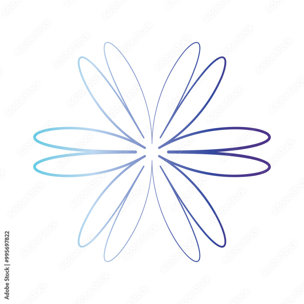 Naklejka premium Beautiful flower decorationAbstract flower minimalistic geometric element for design and interfaces, Simple light shape basic shape for science, subject cut out for editing and overlay 