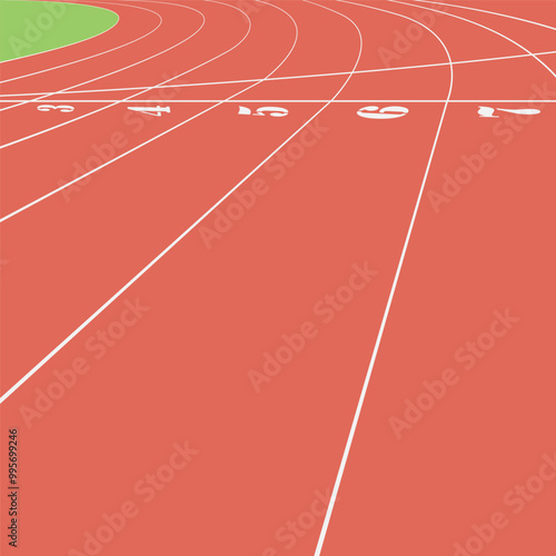 Starting line on running track. Running track. Vector illustration.