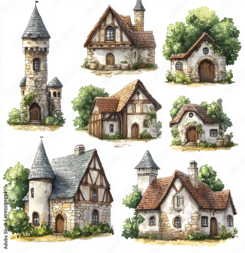 Charming Medieval Houses With Stone and Timber Designs in a Picturesque Village Setting Charming Medieval Houses With Stone and Timber Designs in a Picturesque Village Setting