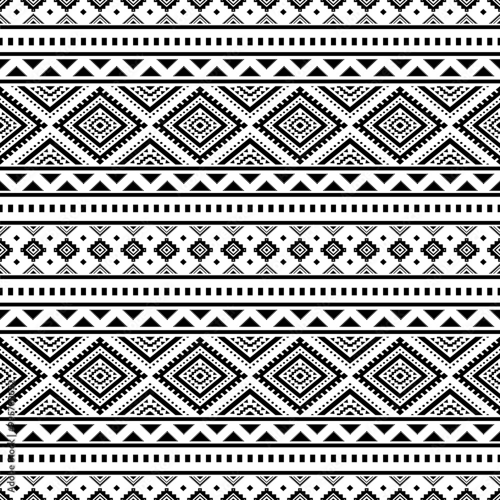Ancient echoes Aztec geometric seamless patterns southwest Navajo Native American tribal ethnic black and white for textile printing Ancient echoes Aztec geometric seamless patterns southwest Navajo Native American tribal ethnic black and white for textile printing