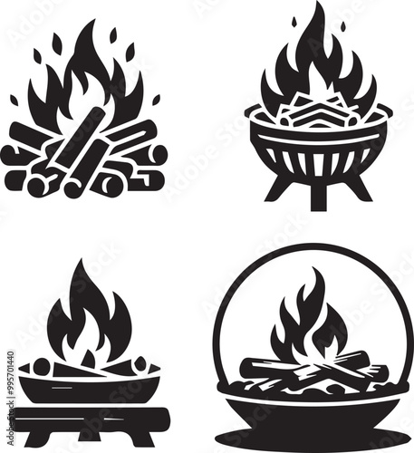 silhouette of clean vector fire isolated on white background	