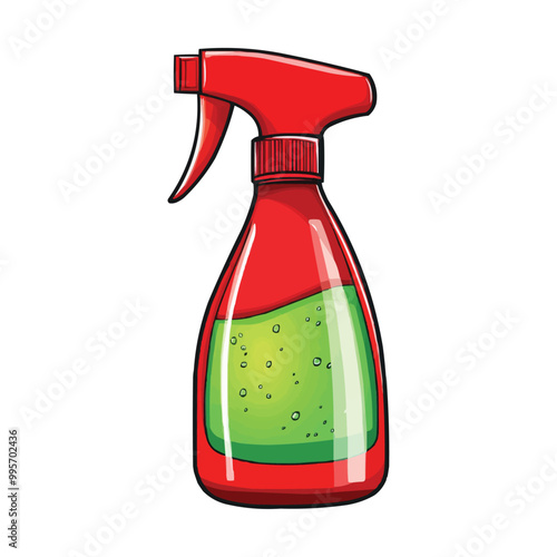 vector design of a spray bottle with green liquid inside