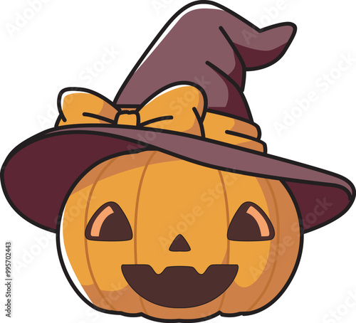 pumpkin with witch hat