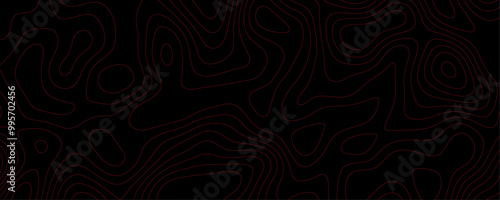 Black Vector Topography Illustration Featuring Seamless Wavy Contours and Geometric Grid for a Terrain Discovery Graphic 