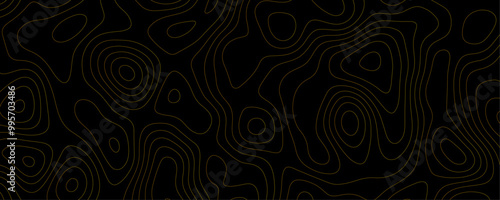 Abstract Topography Design with Dark Background and Geometric Relief Lines for a Modern Cartography Template 