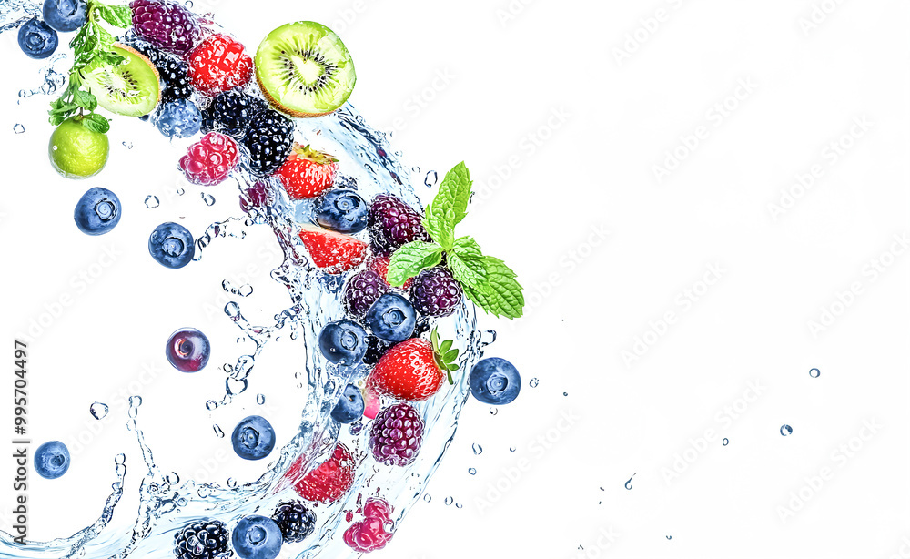 fresh fruits in water splash , Water Swirl Wave splash with falling Mix Berries and fruits fresh fruits in water splash , Water Swirl Wave splash with falling Mix Berries and fruits