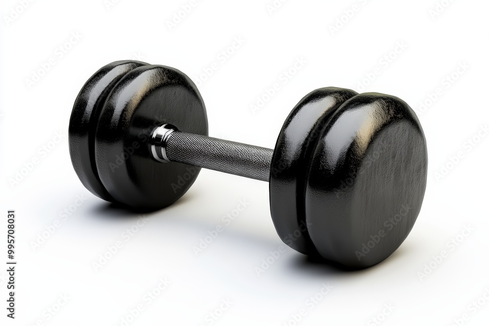 Black dumbbell, white isolate background Black dumbbell, white isolate background