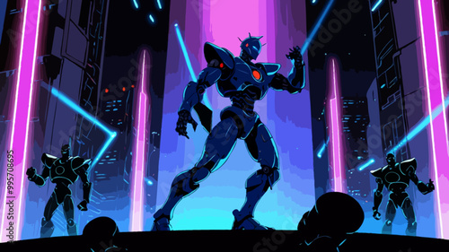 brave anime robot posing wallpaper