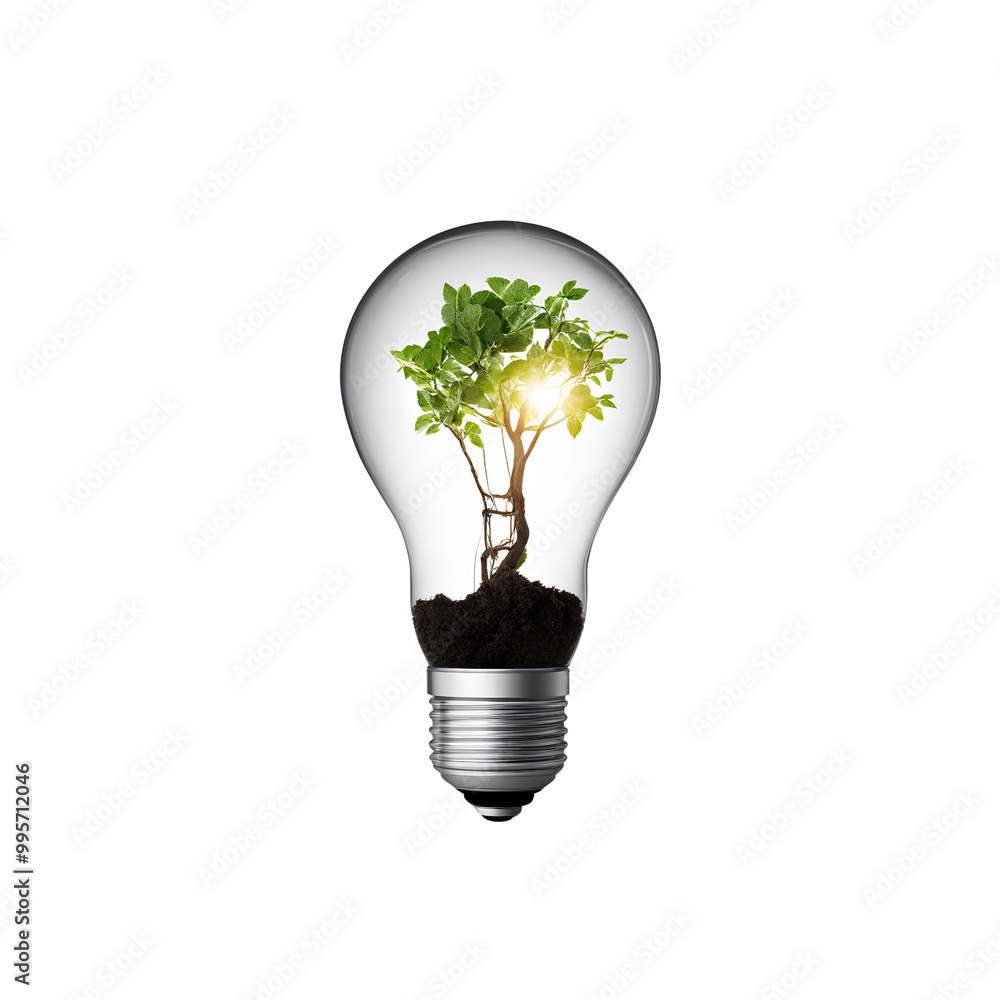 lightbulb with tree growing inside, representing the importance of environmental conservation and sustainable energy lightbulb with tree growing inside, representing the importance of environmental conservation and sustainable energy