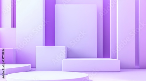 Abstract geometric background with purple and lavender shapes. Minimal design concept.