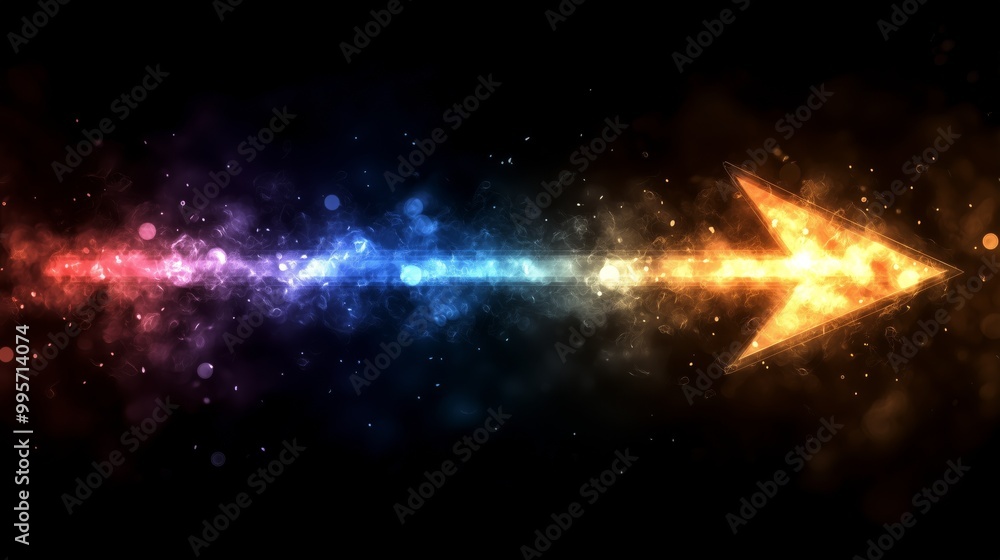 Naklejka premium Glowing Arrow with Colorful Light Trail