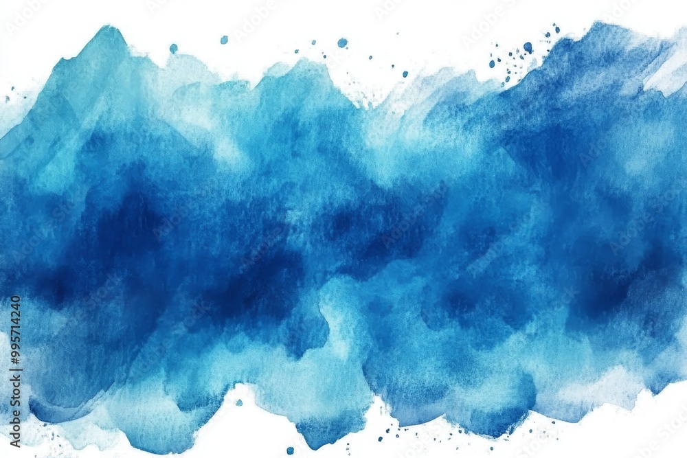Obraz premium Vibrant Blue Watercolor Abstract Artwork Showcasing Fluid Shapes and Textures
