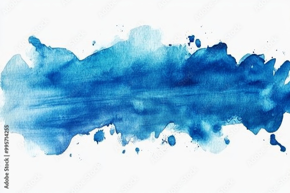 Obraz premium Vibrant Blue Watercolor Painting Creating a Flowing Wave Effect on a Clean White Background