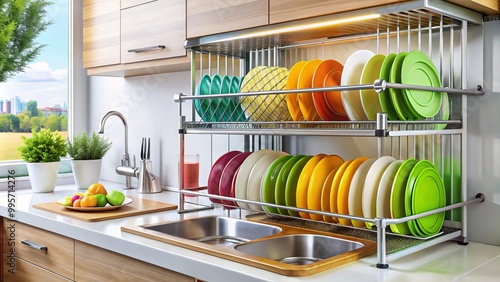 Maximize kitchen organization with this versatile cabinet drying rack, offering space-saving solutions that keep your