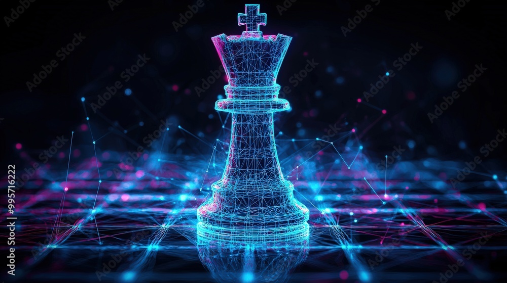 Wireframe King Chess Piece in Bold Colors Wireframe King Chess Piece in Bold Colors