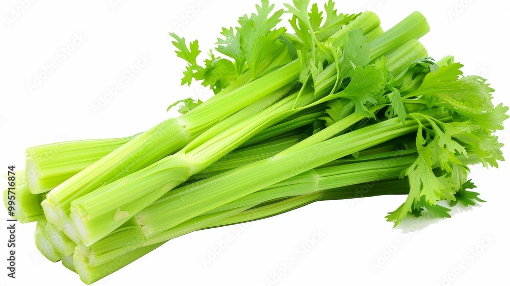 Fresh Celery and Cilantro Bunch Displayed on a White Background, Ready for Cooking or Garnishing Dishes Fresh Celery and Cilantro Bunch Displayed on a White Background, Ready for Cooking or Garnishing Dishes