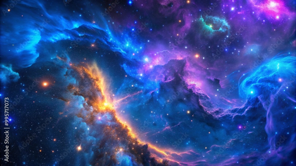 Beautiful fantasy starry night sky, blue and purple colorful, galaxy and aurora 4k wallpaper. cosmic watercolor illustration. Colorful space background with stars Beautiful fantasy starry night sky, blue and purple colorful, galaxy and aurora 4k wallpaper. cosmic watercolor illustration. Colorful space background with stars