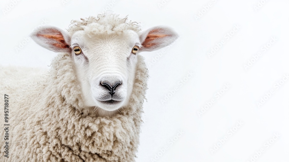 A Close-Up of a Fluffy Sheep During a Cloudy Day in a Serene Countryside Setting A Close-Up of a Fluffy Sheep During a Cloudy Day in a Serene Countryside Setting