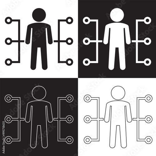 Roles and responsibilities icon isolated on white and black  background. Vector illustration. EPS 10