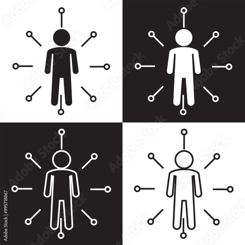 Roles and responsibilities icon isolated on white and black  background. Vector illustration. EPS 10
