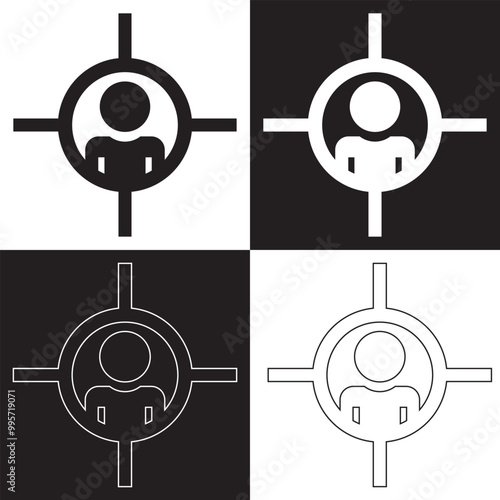 Roles and responsibilities icon isolated on white and black  background. Vector illustration. EPS 10